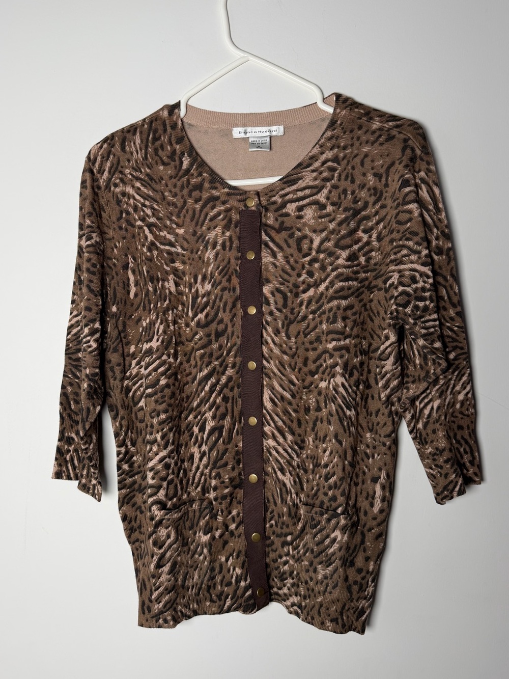 Y2K Bianca Nygard Button Cardigan Leopard Print Women’s Medium 10-12